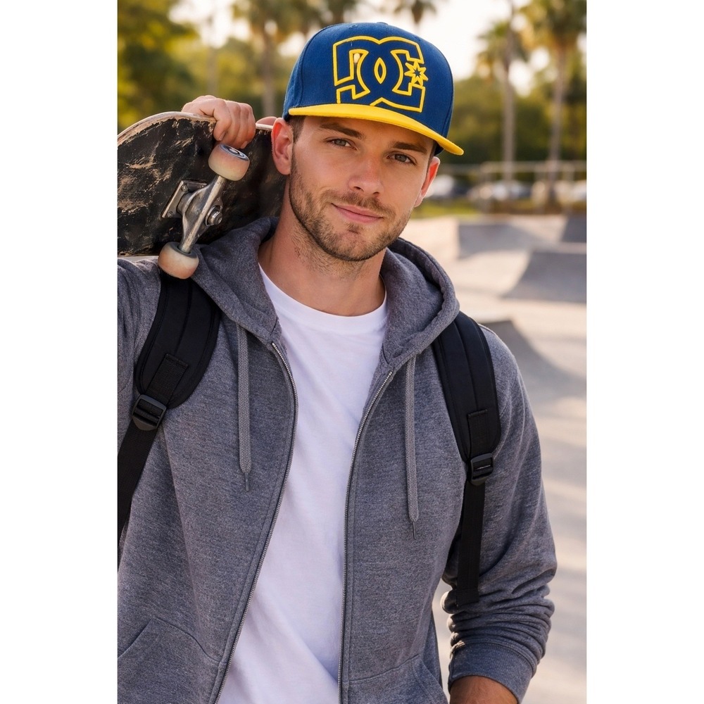 DC Shoes Logo 210 Fitted Flex Fit Skater Hat Size 6 7/8 New Era